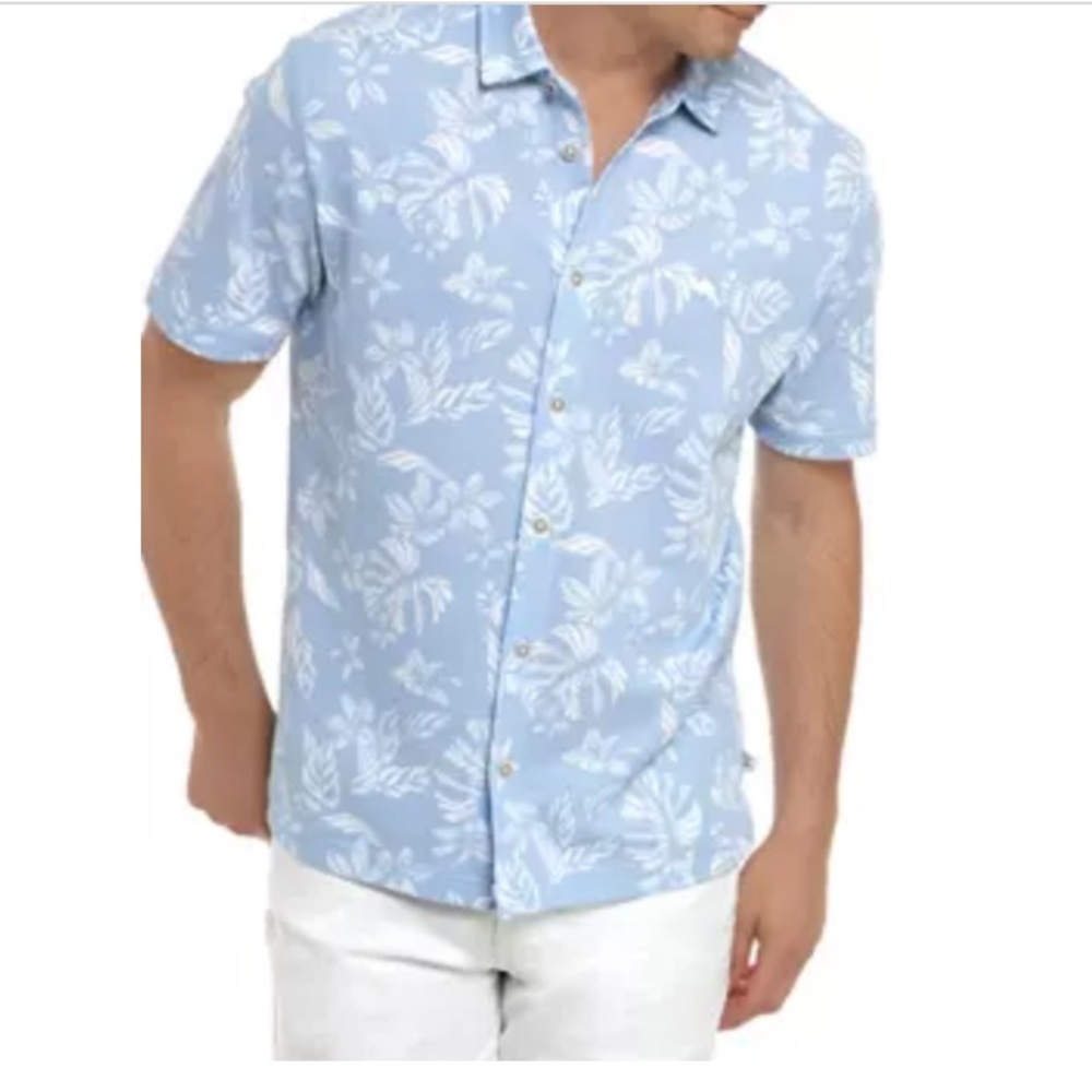TOMMY BAHAMA Men's Short Sleeve Palm Leaf Camp Shirt